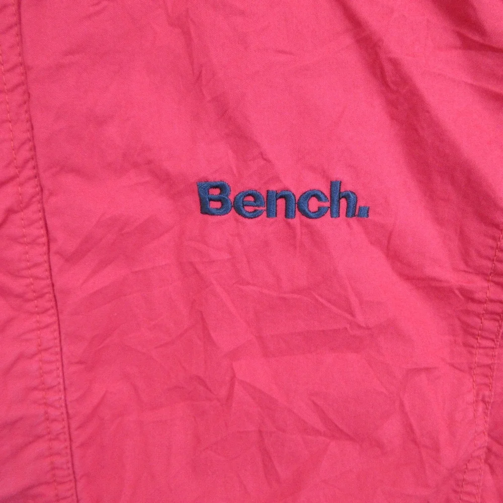 Bench Men's Jacket XL Windbreaker Red Hooded Cotton Full Zip Lightweight